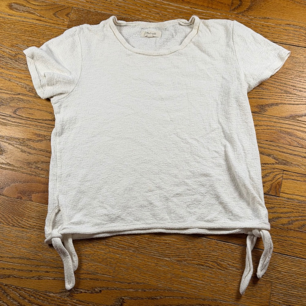 Madewell Womens Small Textured Cotton Side Tie‎ Fisherman Coastal Beach Light